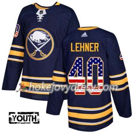 Dětské Hokejový Dres Buffalo Sabres Robin Lehner 40 2017-2018 USA Flag Fashion Modrá Adidas Authentic